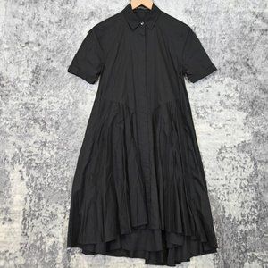 All Saints Black Cotton Short Sleeve Button Front Elder Shirt Dress Size 4